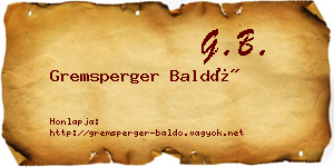 Gremsperger Baldó névjegykártya